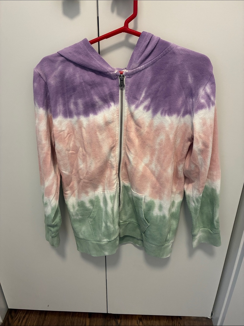 Cotton On Kids Tie-Dye Zip Hoodie - Purple, Pink & Green